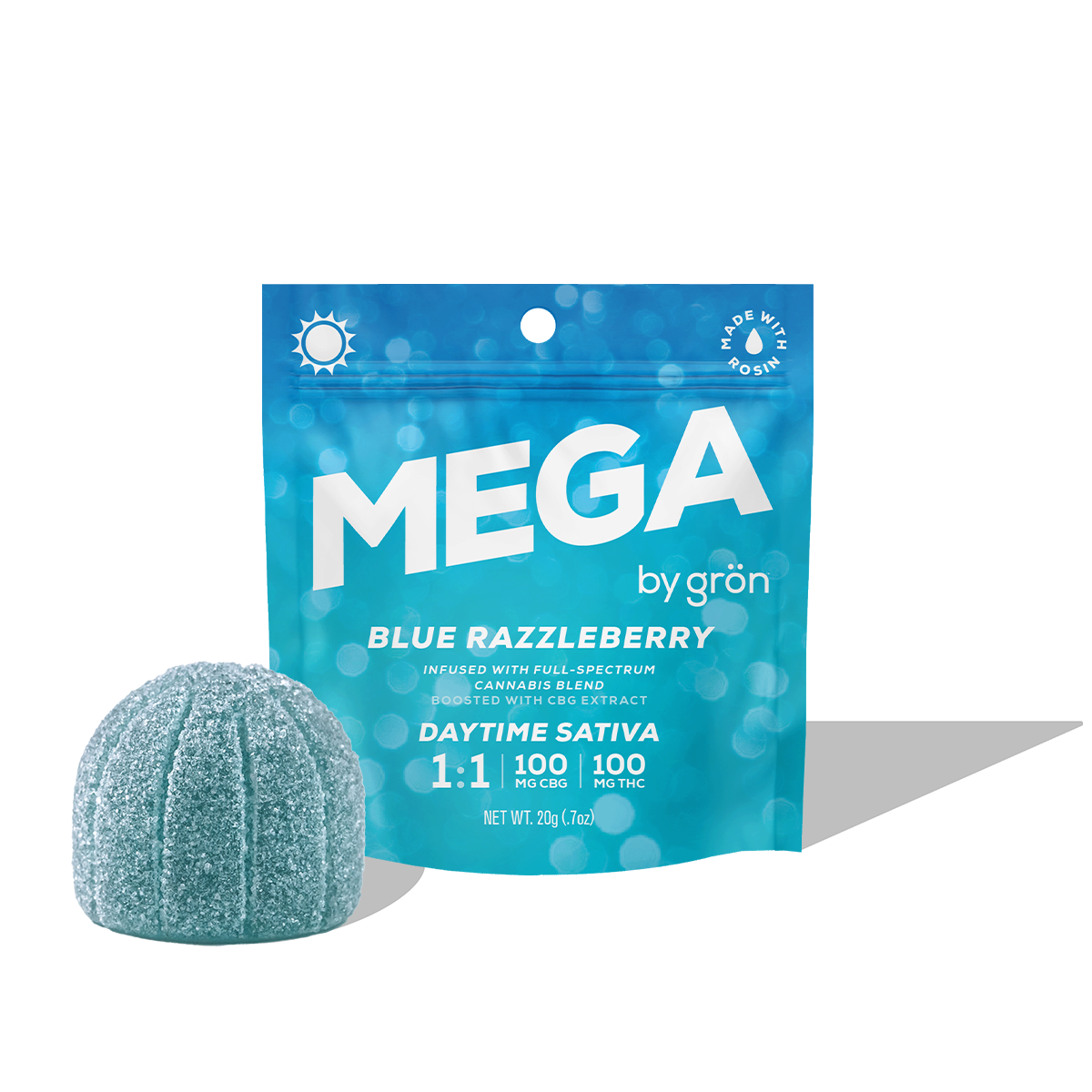 Blue Razzleberry Mega Pearl Gummy [1:1 THC:CBG] 1pk